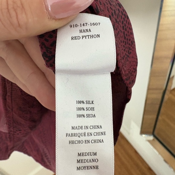 RAILS | Women’s 100% Silk Drawstring Hana Shirt Dress In Red Python Size M - Picture 6 of 8